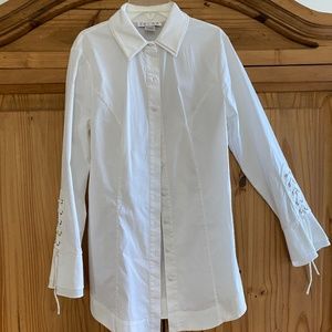 Button down shirt with a corset back and sleeves